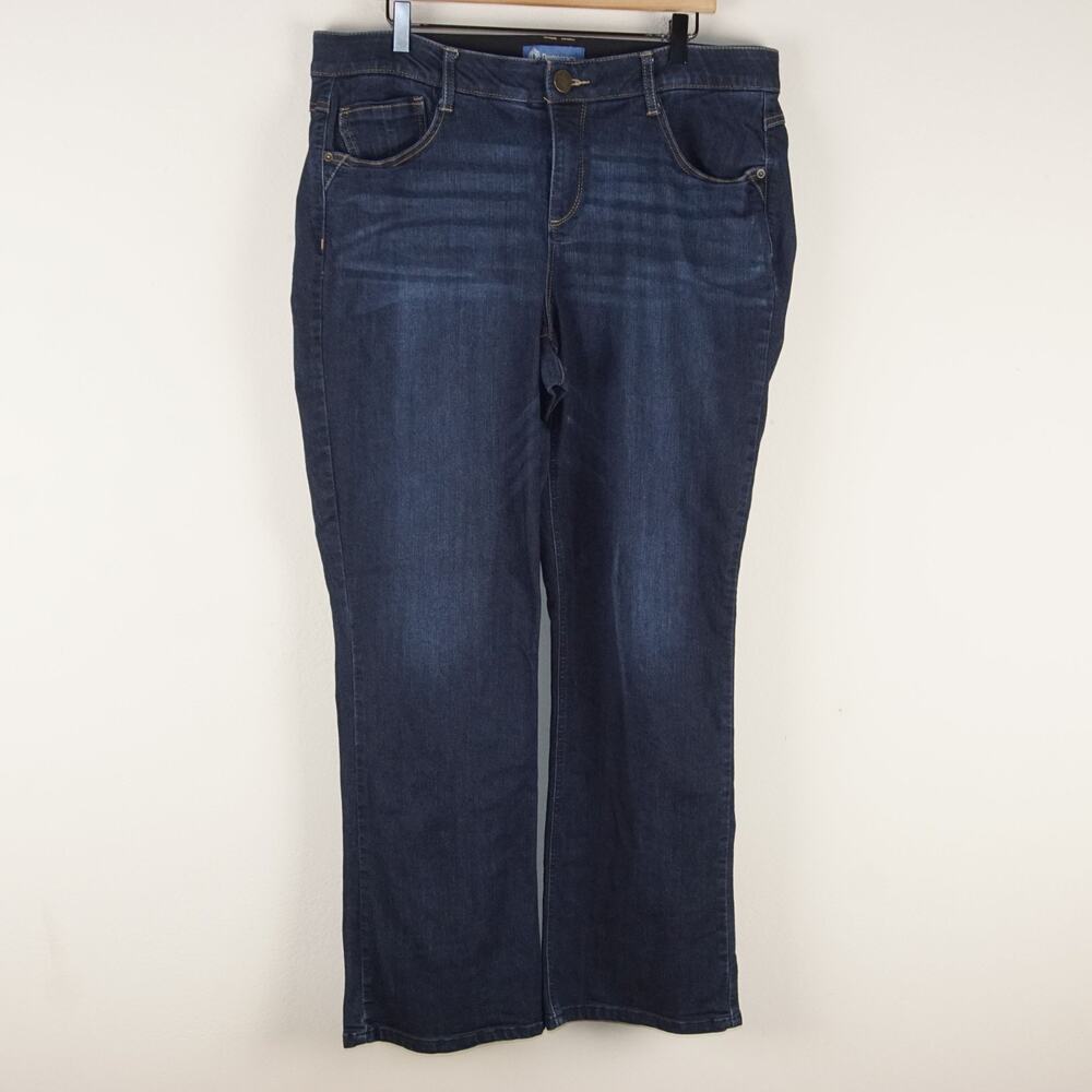 Democracy Mid Rise Itty Bitty Bootcut Dark Wash Blue Jeans Womens Sz 18W